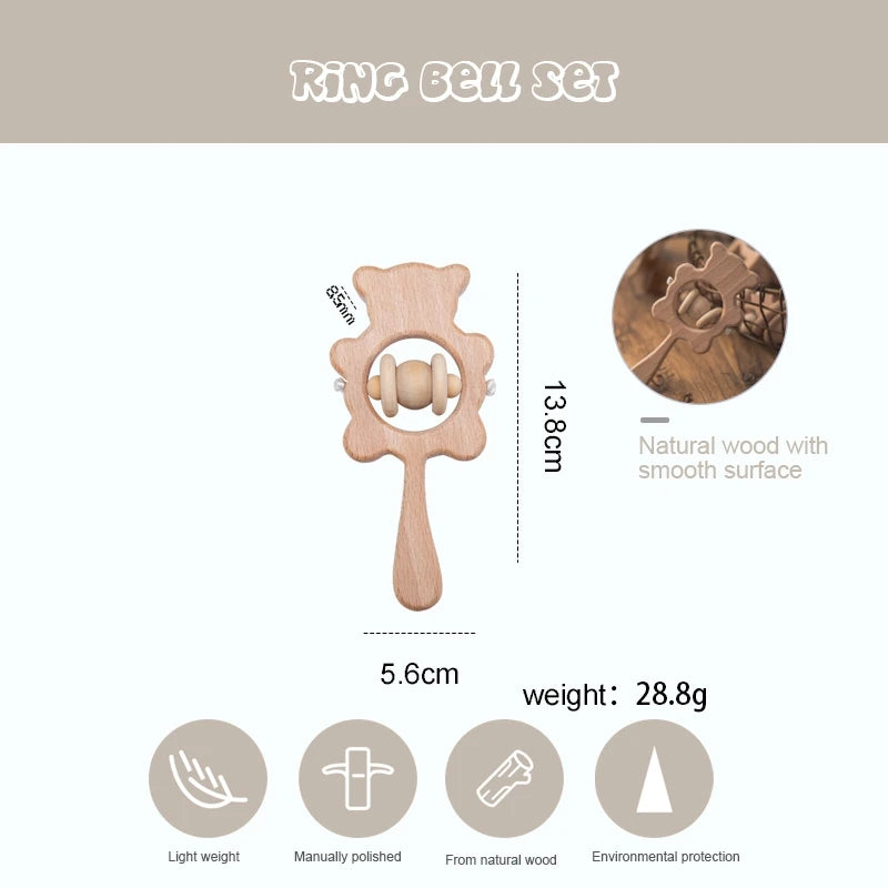 Wooden Baby Rattles Set