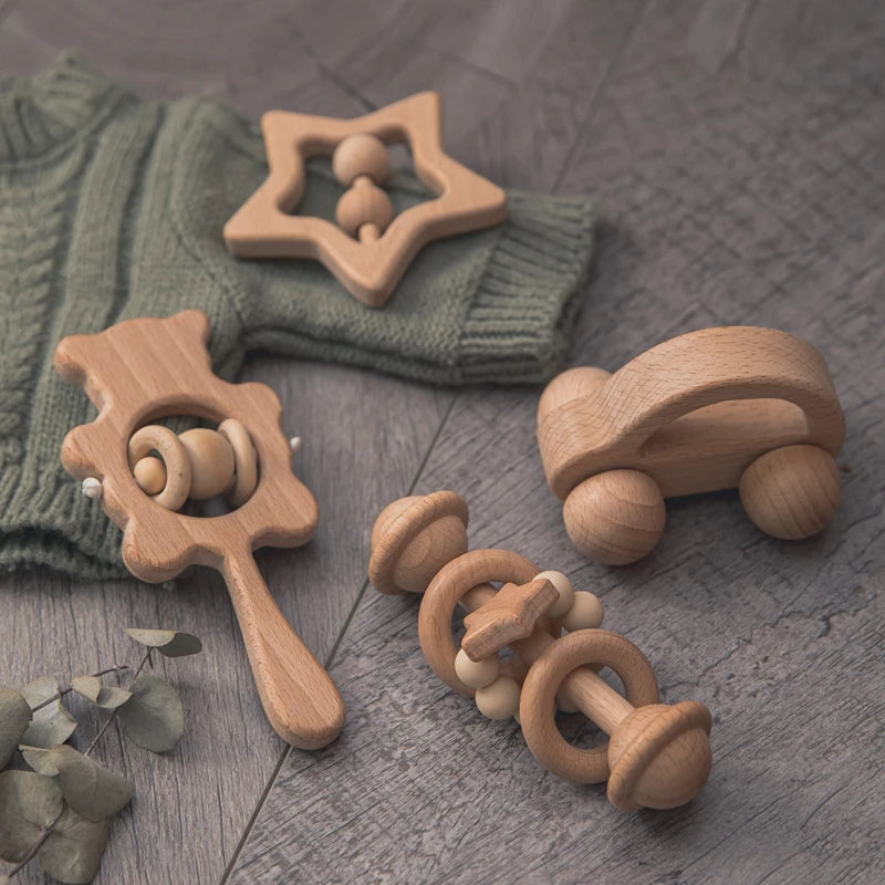 Wooden Baby Rattles Set