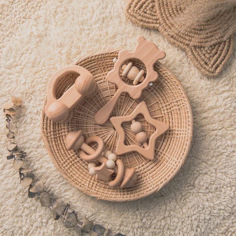 Wooden Baby Rattles Set