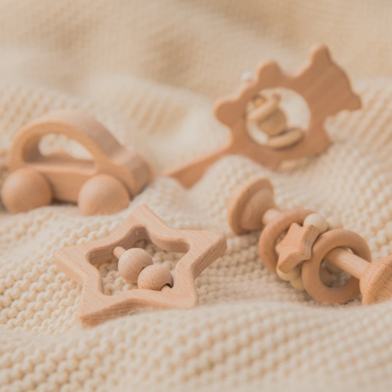 Wooden Baby Rattles Set