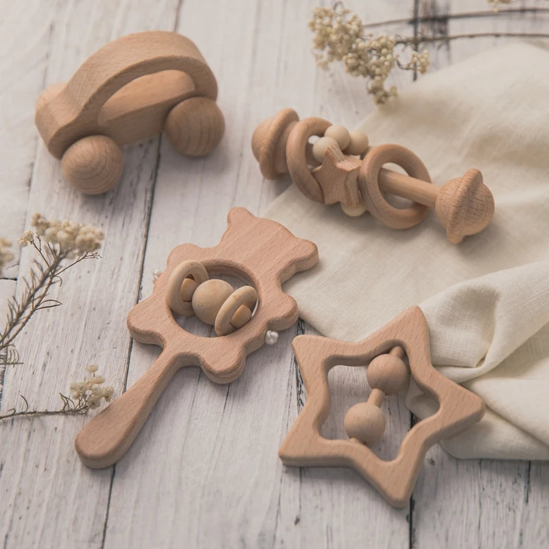 Wooden Baby Rattles Set