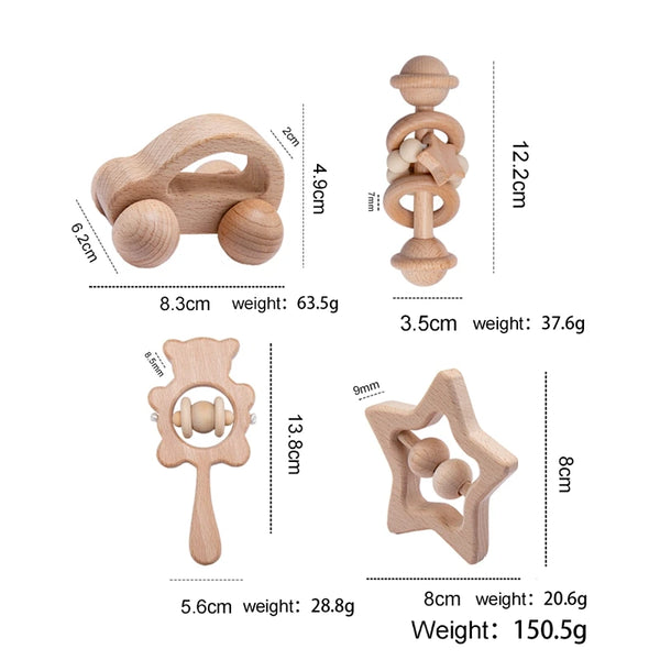 Wooden Baby Rattles Set