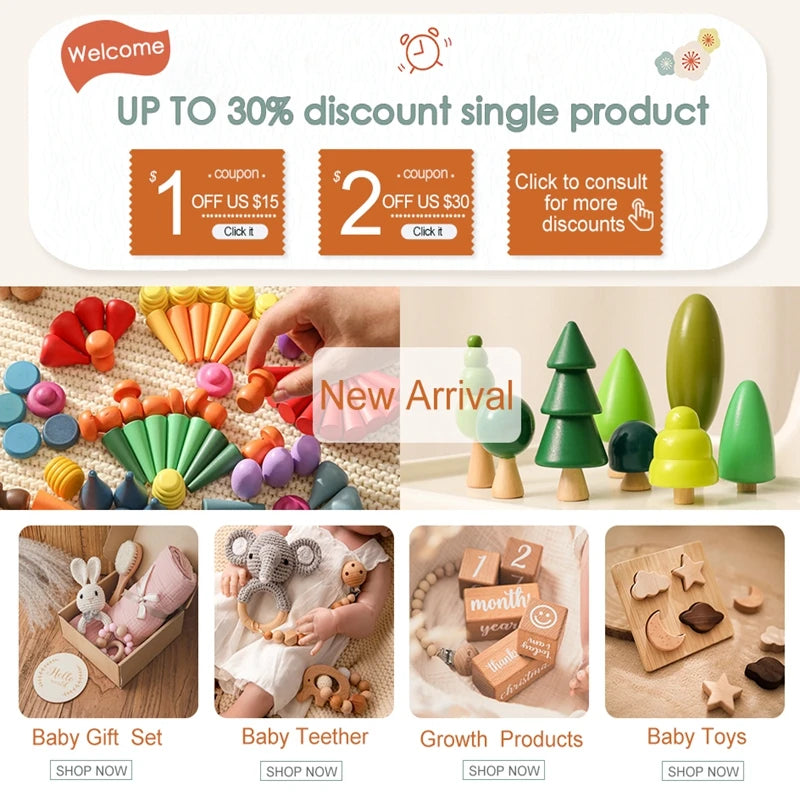 Wooden Baby Rattles Set
