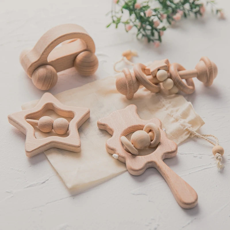 Wooden Baby Rattles Set