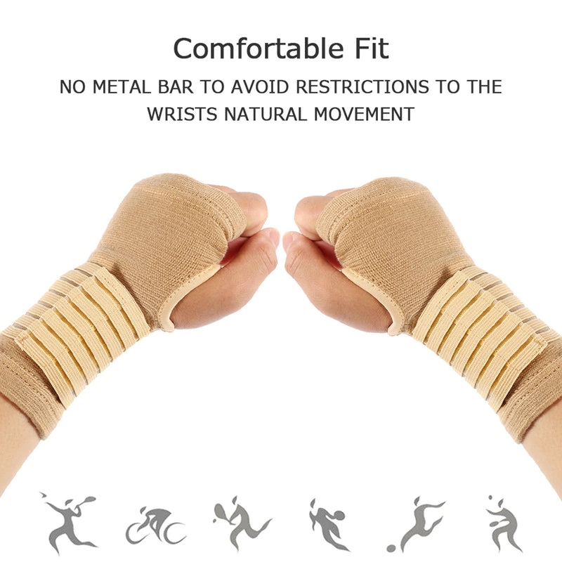 2PCS Beige Wrist Support Gloves